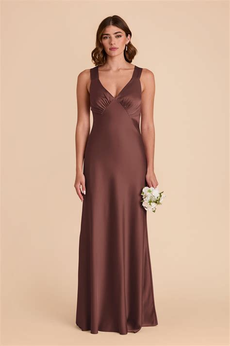 Veronica Chocolate Brown Matte Satin Dress | Birdy Grey