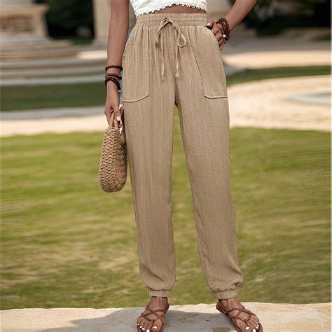 CLOISE Summer Pants for Women 2024 Petite Pull On Pants High Waisted ...