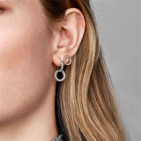 Sparkling Double Hoop Earrings | Sterling silver | Pandora Canada