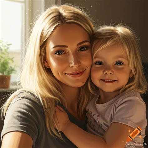 Blonde mom and daughter on Craiyon