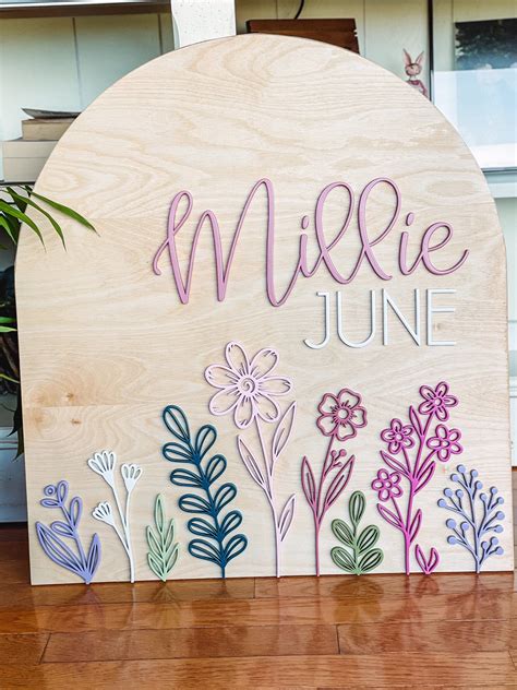 Nursery Simple Floral Name Sign - Etsy | Simple nursery, Baby room ...