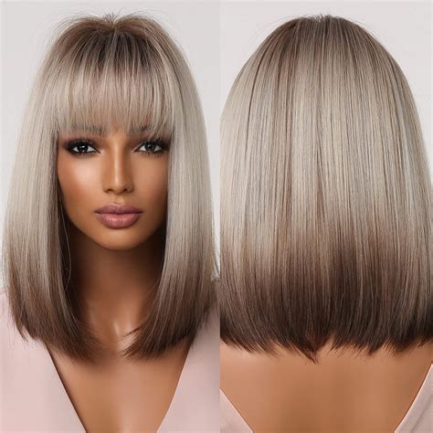 Amazon.com : Allbell Blonde Bob Wig Brown Blonde Ombre Wigs for Black ...