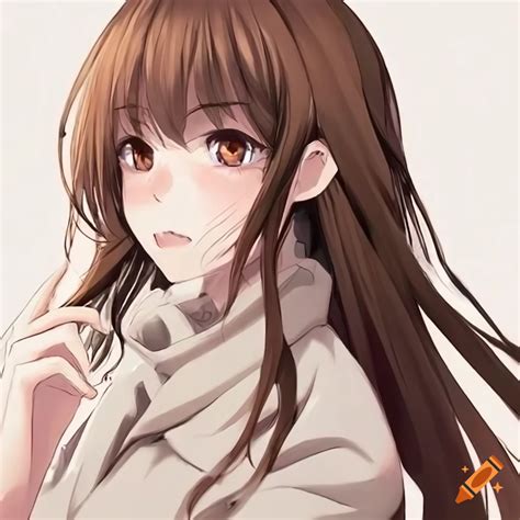 Anime girl with brown hair and brown eyes on Craiyon