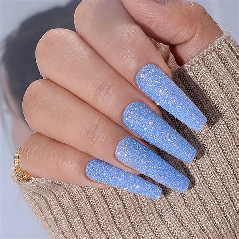 Blue Sparkly Nails
