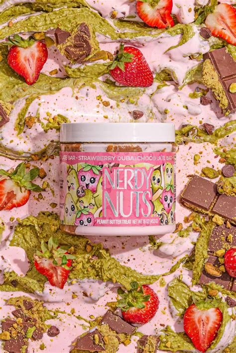 Strawberry Dubai Chocolate Bar Peanut Butter Treat | Nerdy Nuts