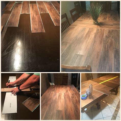 DIY Laminated Adhesive Flooring for Kitchen Table