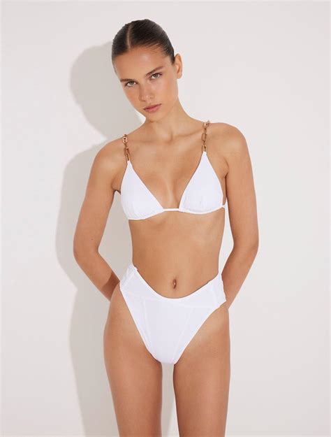 Como White Bikini Bottom - High-Waisted Swim Bottom | MOEVA Moeva