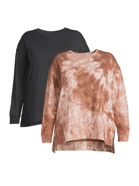 Terra & Sky Women's Plus Size High-Low Sweatshirt 2-Pack, French Terry ...