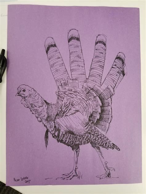 Hand Turkey Drawing at PaintingValley.com | Explore collection of Hand ...