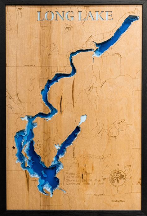 3d Depth Map of Long Lake in Washburn County, WI - Horn Dog Maps