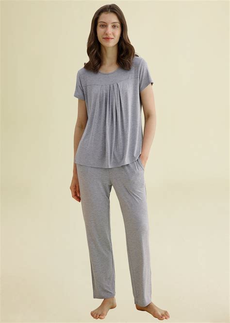 Women’s Bamboo Sleepwear Pleated Shirt Pants Pajamas Set – Latuza