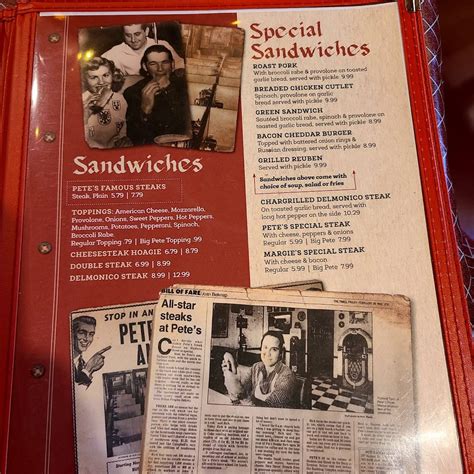 Menu at Pete's Steakhouse Tavern, Hamilton Township