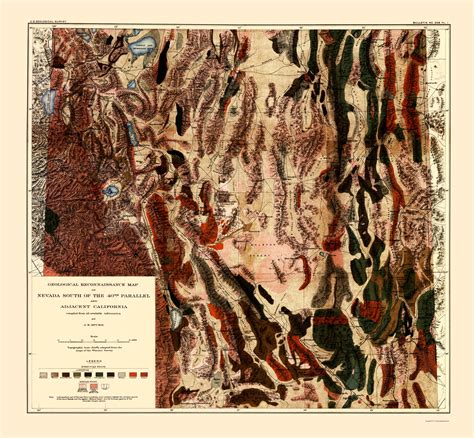 Topographical Map - Nevada S 40th Parallel Nevada - Spurr 1903 - Vinta ...