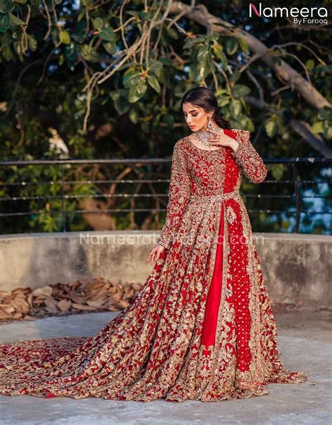 Latest Red Bridal Dress Pakistani in Gown Style #BS600 | Red bridal ...