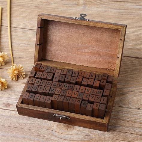 70 Pcs Alphabet Letters Stamps - Wooden Rubber Stamp Kit - Crafting and ...