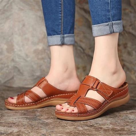 Buy Women's Fashion Retro Sandals and Buckle Slippers Comfortable Beach ...
