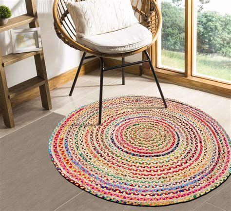 KH Handloom Handmade Hand Braided Natural Jute and Cotton Carpet for ...