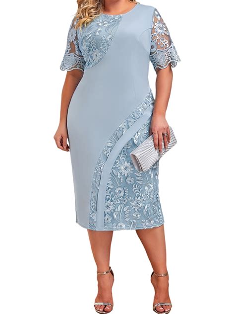 Gvmfive Womens Plus Size Cocktail Party Short Sleeve Lace Formal Dress - Walmart.com