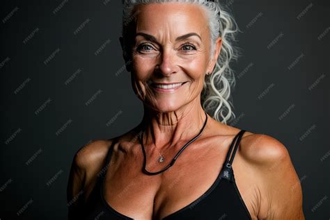 Premium Photo | Attractive 65 year old senior woman making up and ...