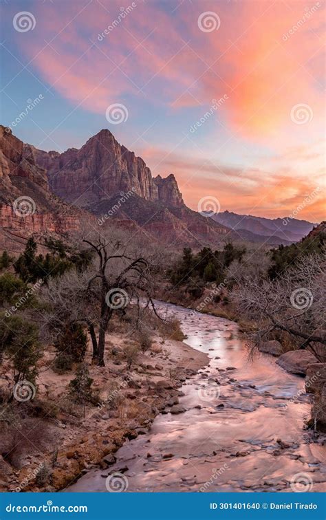 Iconic View from Canyon Junction Bridge in Zion National Park during ...