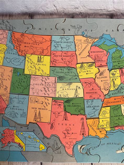 Vintage United States Map Puzzle by Whitman Publishing Co. 1942 Puzzle ...