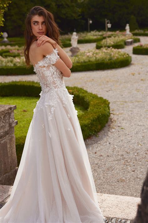 Idalina: Tulle A-Line Wedding Dress with Sheer Bodice and Exposed Boning | Justin Alexander