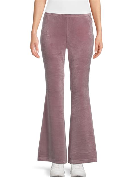 Avia Women's Mid Rise Velour Flare Pants With Elastic Waistband ...