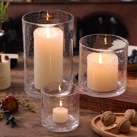 Amazon.com: NITIME Hurricane Candle Holder Set of 3 Clear Candle ...