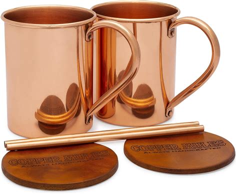 Amazon.com: Moscow Mule PURE Copper Mugs Set of 2 by Copper Mules ...