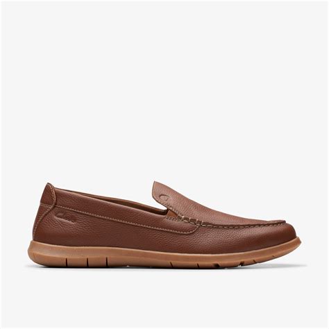 Men's Flexway Step Light Brown Leather Slip Ons | Clarks