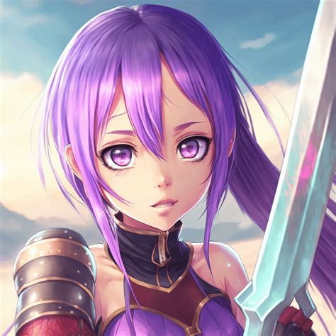 purple haired anime character -- MJ V4 : r/midjourney