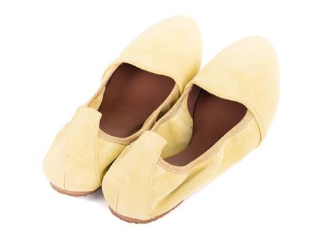Brunello Cucinelli Pale Yellow Suede Glitter Trimmed Ballet Flats For ...