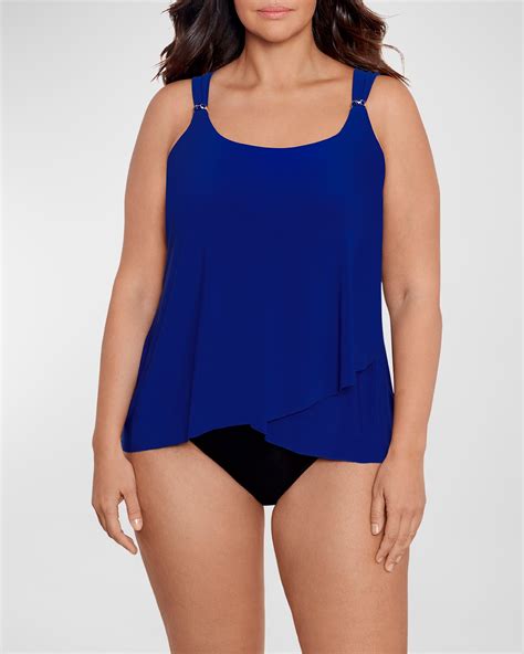 Miraclesuit Plus Size Dazzle Underwire Tankini Top In Azul Blue | ModeSens