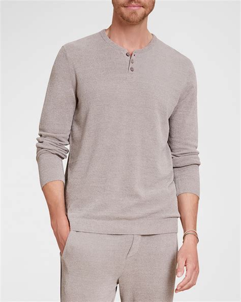 Barefoot Dreams Men's Hooded Henley Sweater | Neiman Marcus