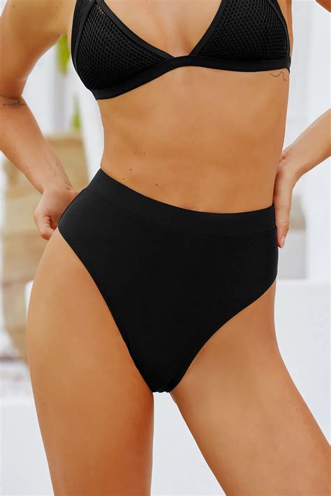 Black High Waist Bikini Bottoms