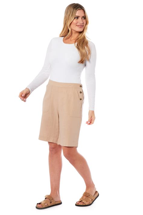 Ladies Linen Shorts - Stone