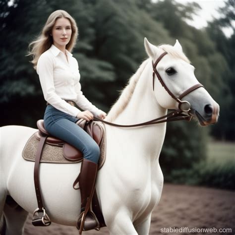 Pale-Skinned Woman on Horseback | Stable Diffusion Online
