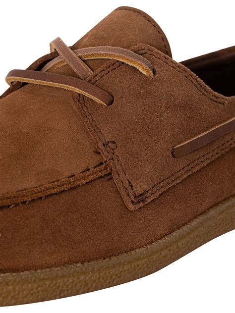 Clarks Clarkbay Go Suede Boat Shoes - Cola | Standout