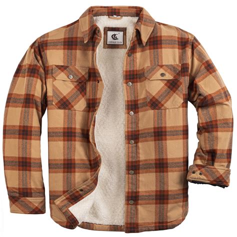 Coevals Club Men's Flannel Jacket Sherpa Lined Cotton Plaid Snap Button ...