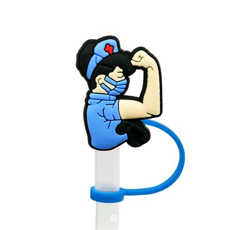 Cartoon Style Straw Sleeve Straw Cap Silicone Dust Cap Plug Cute Anime Party Straw Decoration ...