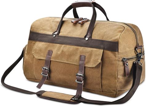 Amazon.com | Dimayar Duffle Bag for Men,Leather Canvas Travel Duffel ...