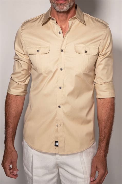 Safari Long Sleeve Tan Shirt - Acustom Apparel