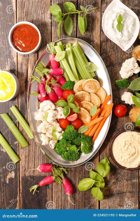 Vegetables and Dipping Sauce Stock Photo - Image of carrot, vegetables ...