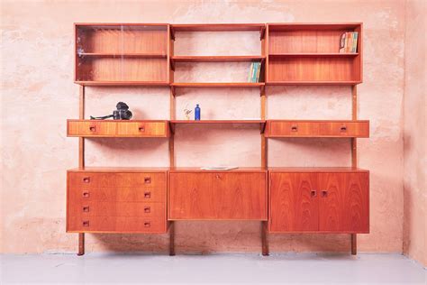 Danish PS Modular Wall Shelving System by Preben Sorensen in Teak at ...