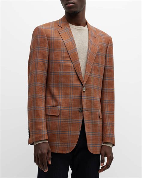 Emporio Armani Men's Textured Plaid Sport Coat | Neiman Marcus