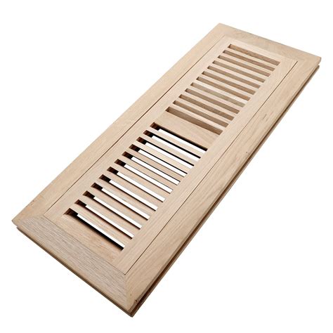 SANYCASA White Oak Wood Floor Register 4x14 Inch with Metal Damper ...