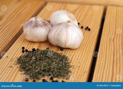 Garlic with Herbs and Spices Stock Image - Image of vegetable, spice ...