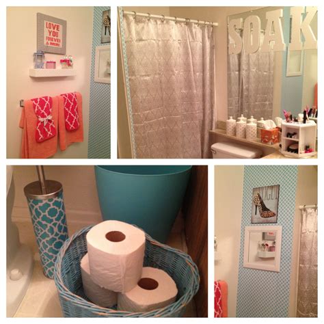 Bathroom is finished. Shelf liner used for wallpaper and everything was found at TJ Maxx ...