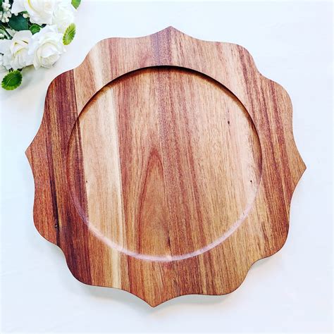 Exquisite Handcrafted Acacia Wood Charger Plates - TYLOR'S