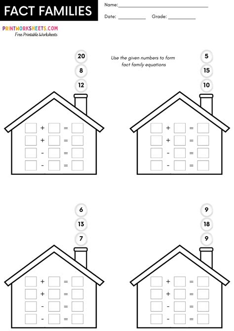 Fact Families - Print Worksheets